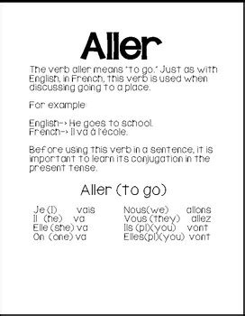 Aller Verb Puzzle by English French Shop | Teachers Pay Teachers