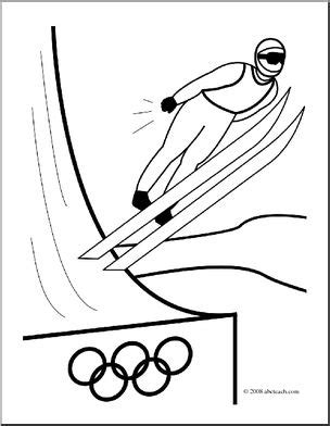 Clip Art Winter Olympics Ski Jumping Coloring Page Abcteach