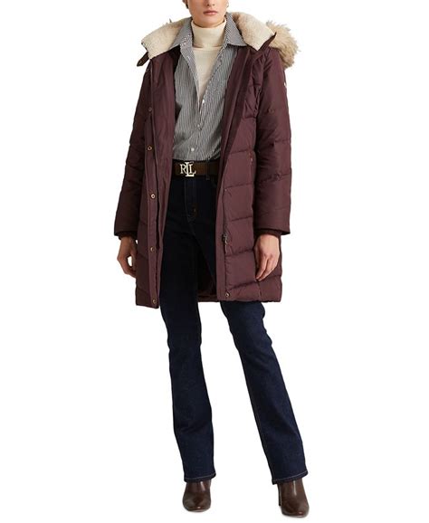 Lauren Ralph Lauren Women S Faux Fur Trim Hooded Down Puffer Coat Created For Macy S And Reviews