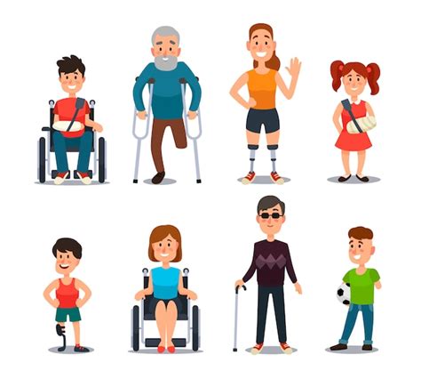 Disability people. cartoon sick and disabled characters. Vector | Premium Download