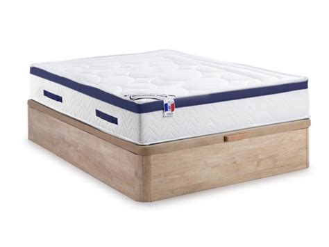 Ensemble X Cm Sommier Coffre Naturel Clair Matelas Ressorts