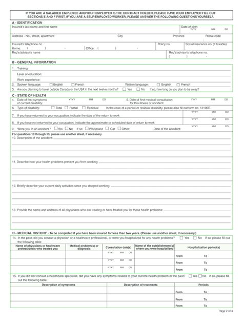 Fillable Online Disability Claim Select E Desjardins Life