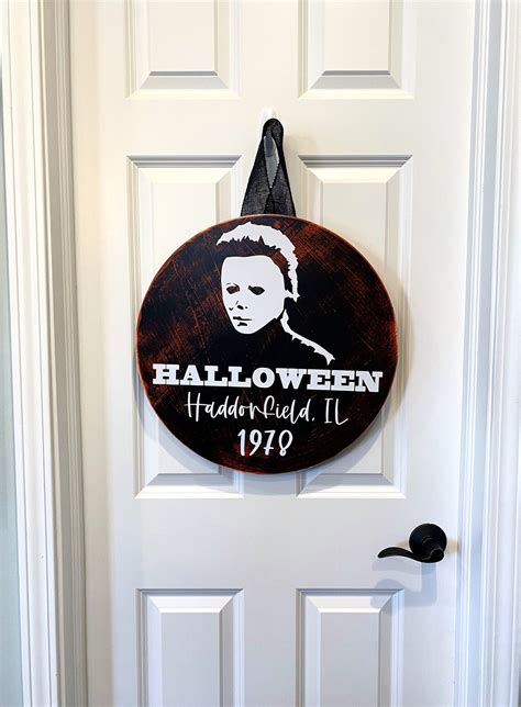 Michael Myers Halloween Door Hanger Welcome Sign Front Porch Etsy