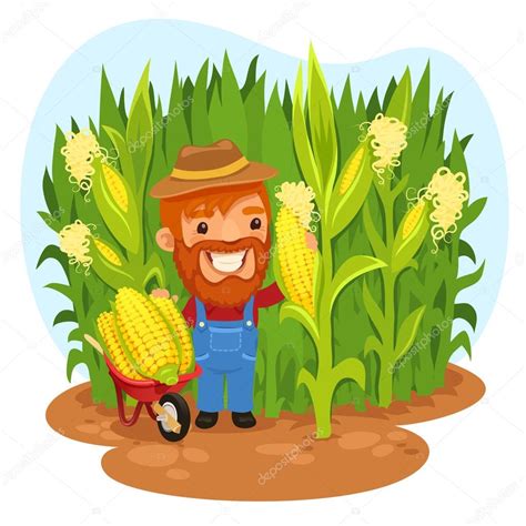 Harvesting Farmer In A Cornfield — Stock Vector © Voysla 44872961