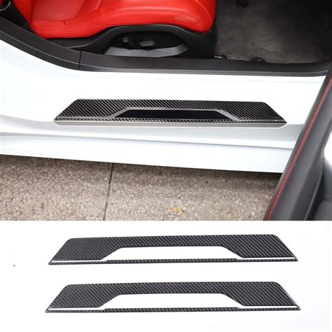 2020 24 C8 Corvette Soft Carbon Fiber Door Sill Covers In Black Red