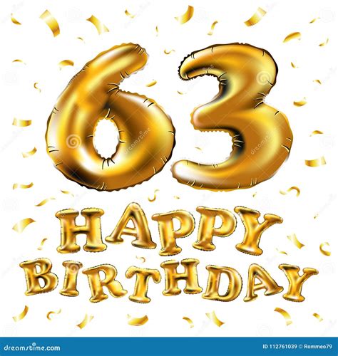 Happy 63th Birthday With Gold Balloons Greeting Card Background ...