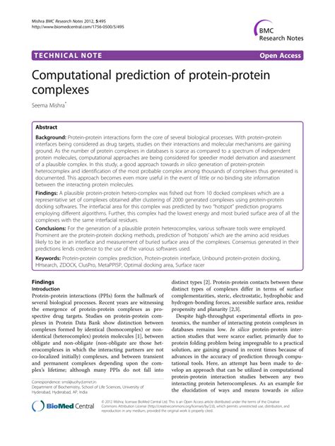 Pdf Computational Prediction Of Protein Protein Complexes