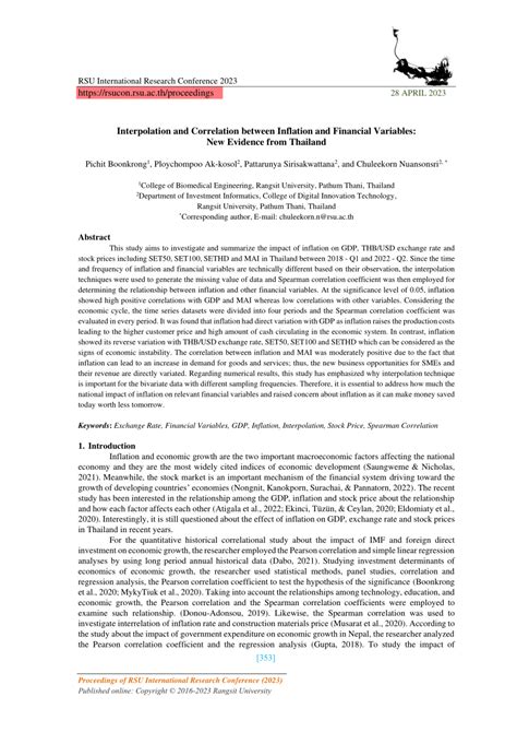 Pdf Interpolation And Correlation Between Inflation And Financial