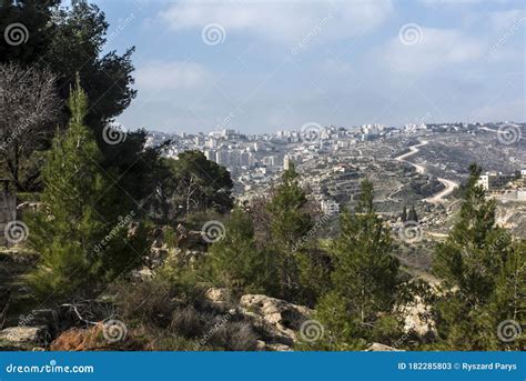 Panorama From Shepherd S Field Beit Sahour East Of Bethlehem Stock