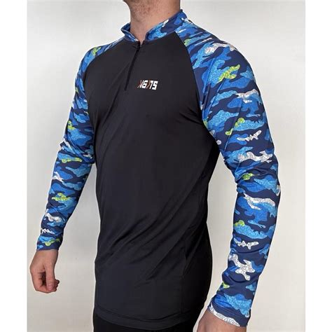 Camiseta proteção UV de Pesca Termica Gola Alta Ziper Masculina