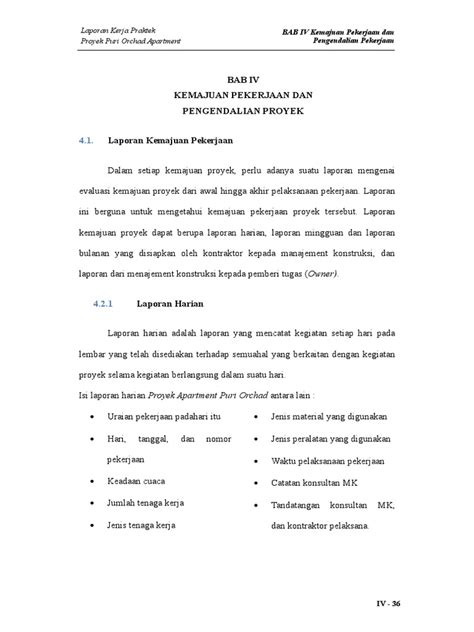 Detail Contoh Laporan Pekerjaan Proyek Koleksi Nomer