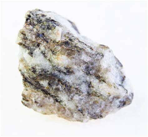 Rough Gneiss Stone With Corundum Crystals On White Stock Photo Image