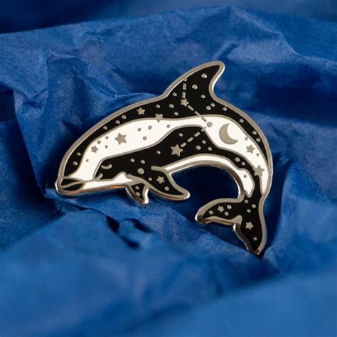 Hard Enamel Pin Celestial Hourglass Dolphin Etsy