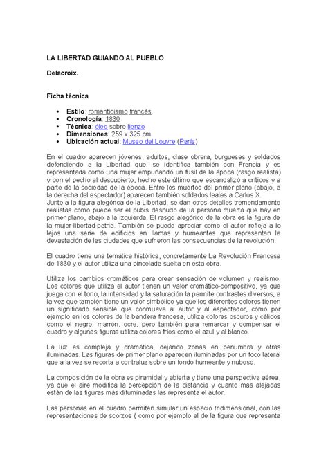 Romanticismo Delacroix Libertad Guiando Pueblo La Libertad Guiando Al