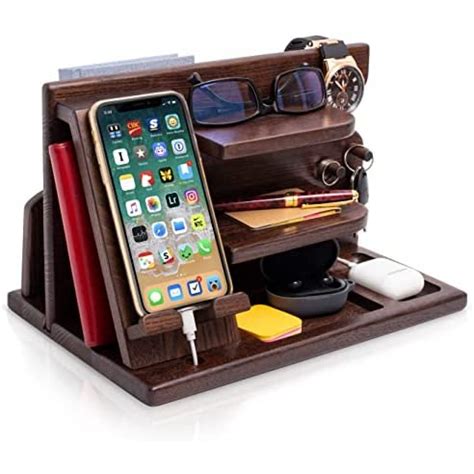 Teslyar Wood Phone Docking Station Ash Key Holder