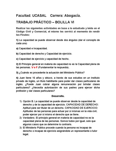 TP Derecho Civil Bolilla VI Facultad UCASAL Carrera Abogacía