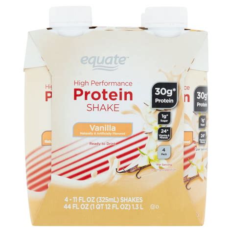 Equate High Performance Protein Shake Vanilla 30g Protein11 Fl Oz 4 Count