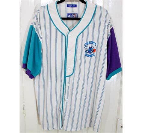 Charlotte Hornets S Starter Baseball Pinstripe Jersey Xl Etsy