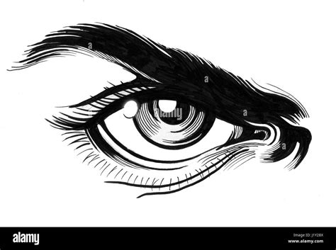 angry eye illustration black  white stock  images alamy