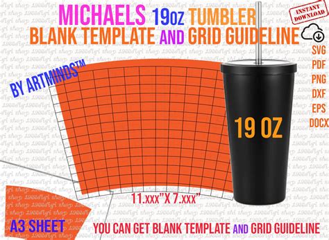 Michaels 19oz Tumbler Template Full Wrap For Tumbler 19oz Tumbler