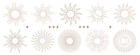 Boho sunrise logo sun line art sunset Royalty Free Vector