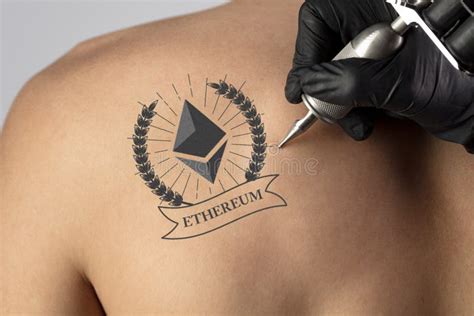 Tattooing Cryptocurrency Concept On Naked Back Stock Photo Image Of