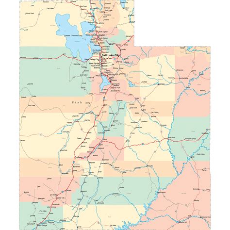 Road Map Of Utah USA