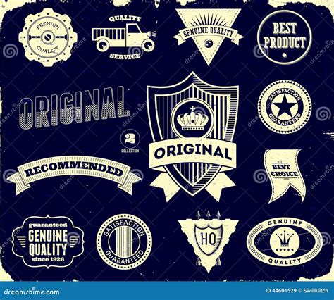 Vintage Labels On The Black Collection 2 Stock Vector Illustration