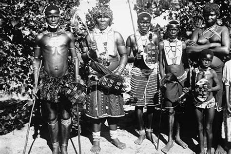 Zulu warrior tribesmen with spears and shields - Four Dees World