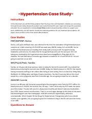 Hypertension Case Study Pdf Hypertension Case Studyinstruc Ons In