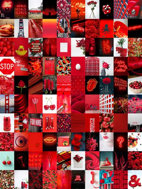 Red Aesthetic Wall Collage Kit Digital Download Photo Wallpaper Room