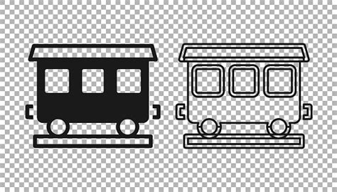 Ikon Gerbong Kereta Penumpang Hitam Terisolasi Dengan Latar Belakang Transparan Kereta Api