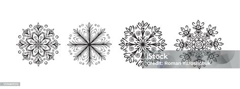 Snowflakes Set Hand Drawn Snowflakes Snowflake Sketch Vector Scalable