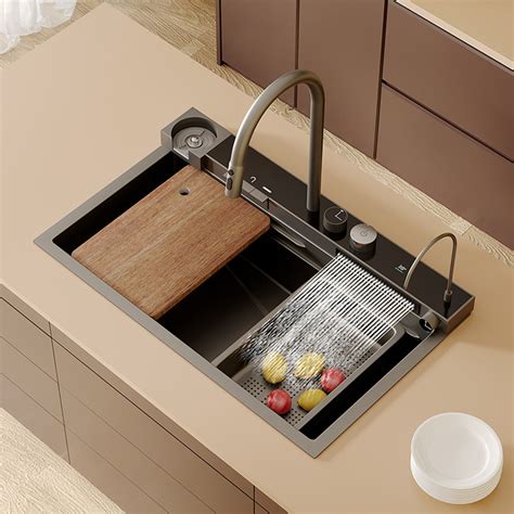 Multi Functional Integrated Waterfall Faucet Pull Out Stainless Steel