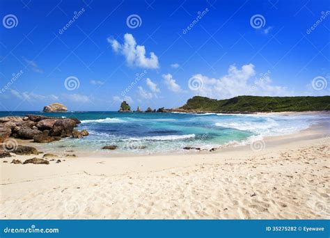 Beach and Rocks at Pointe Des ChÃteaux Guadeloupe Stock Photo Image