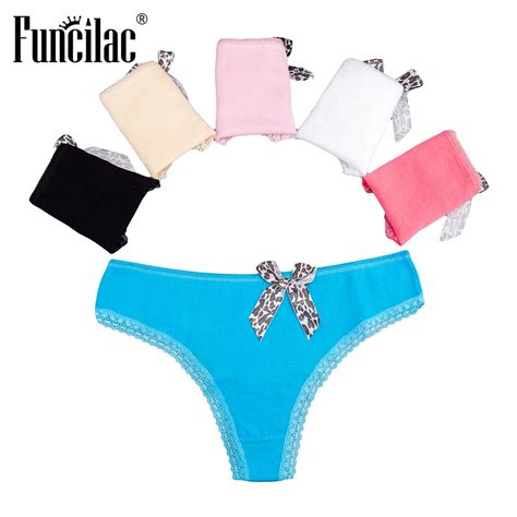 Funcilac Womens Sexy Leopard Bow Thong And G Strings Tangas Seamless