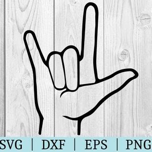 ASL I Love You Hand Sign Language Png Svg Dxf Cut Etsy