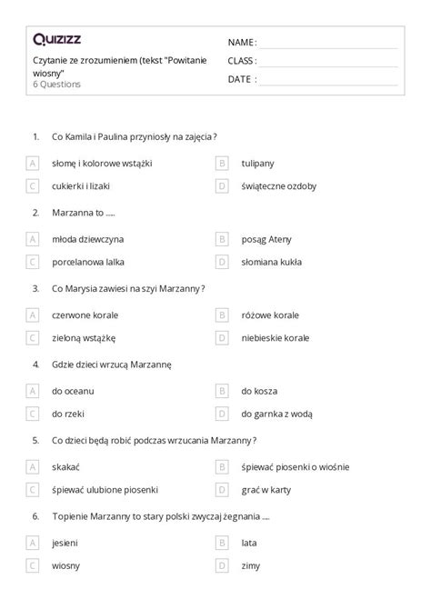 Ponad Czytanie Arkuszy Roboczych Dla Klasa W Quizizz Darmowe I