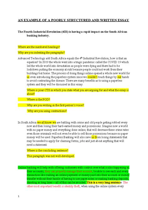 Alc 131 An Example Of A Poorly Structured And Written Essay An Example Of A Poorly Structured