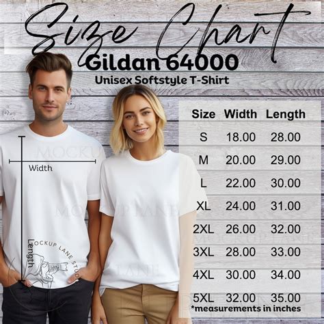 gildan  couples size chart mockup gildan  shirt size guide