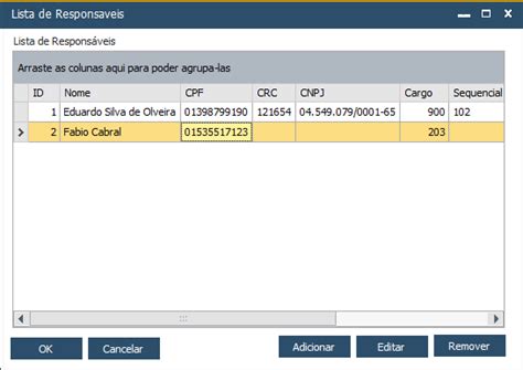 Cadastro de Responsável TaxOne NFe 3 76 6