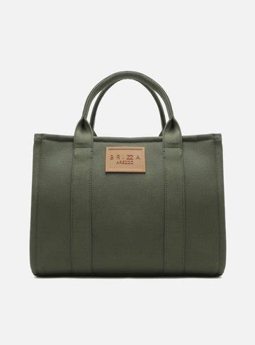 Bolsa Tote Lona Verde Militar Brizza Arezzo