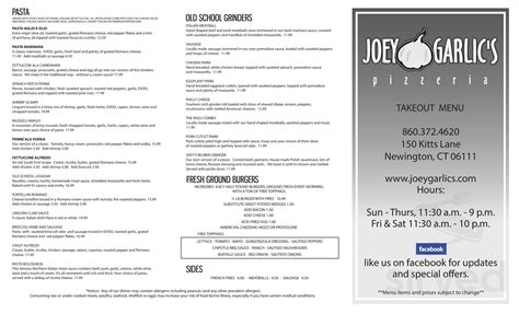 Joey Garlics Newington Menus In Newington Connecticut United States