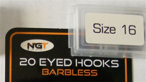 NGT 20 Eyed Barbless Coarse Hooks Sizes 16 Or 18 Or 10 Carp Hooks Size