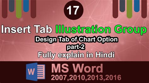 Insert Tab Illustration Group Design Tab Of Chart Option Ms Word In Hindi Education Explorer