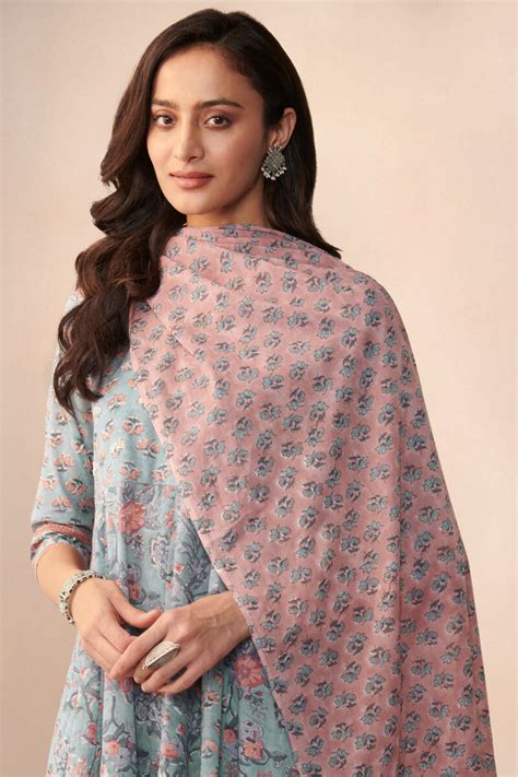 Buy Pink Hand Block Printed Cotton Dupatta For Women FGD22 105