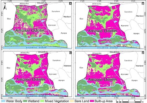 Maps Showing Distribution Of Land Cover A B C And D