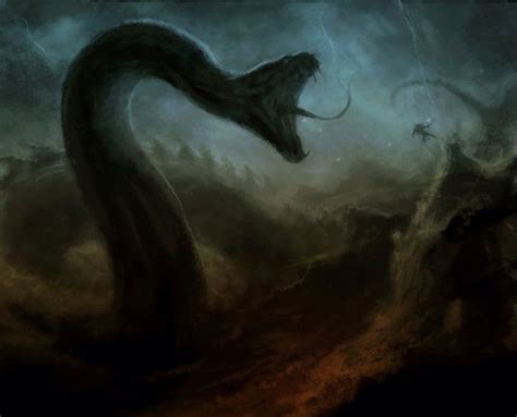 Jormungand, the Midgard Serpent, battling Thor during the events of ...