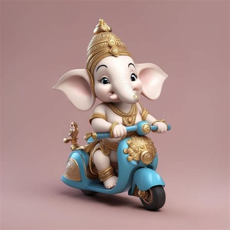 Ganesha Riding Bike Ganesh Premium Ai Generated Image