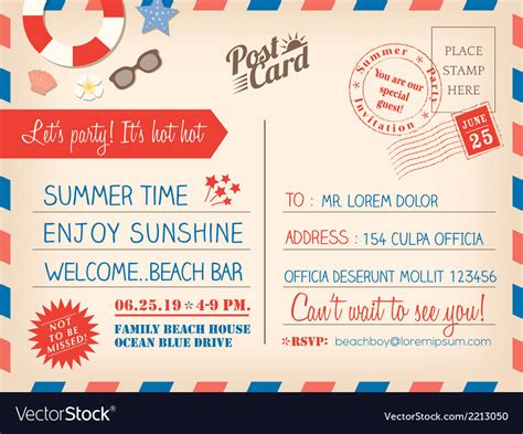 Vintage summer holiday postcard background Vector Image